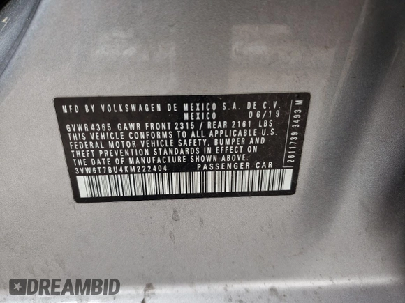 2019 Volkswagen Jetta GLI S z VIN 3VW6T7BU4KM222404, wystawiony jako Copart lot #55097435 z przebiegiem 121 664 mil mil oraz Szkoda całkowita • Salvage title. Historia ofert i sprzedaży dostępna na DreamBid. Obrazek 13.