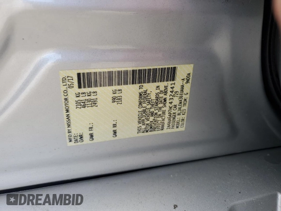 2017 Nissan Maxima SV with VIN 1N4AA6AP7HC432441, listed as a Copart auction lot 67828824 with 87,594 mi miles and Salvage title. Bid and sale history available at DreamBid. Image 12.