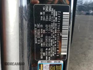 2022 Kia Telluride SX with VIN 5XYP5DHC0NG242472, listed as a Copart auction lot 43958185 with 57,604 mi miles and Salvage title. Bid and sale history available at DreamBid. Image 13.