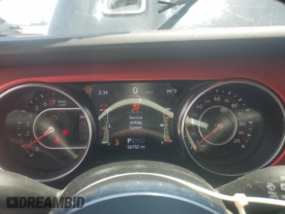 2022 Jeep Wrangler Unlimited Rubicon with VIN 1C4HJXFG1NW193437, listed as a Copart auction lot 57137365 with 56,732 mi miles and Salvage title. Bid and sale history available at DreamBid. Image 9.