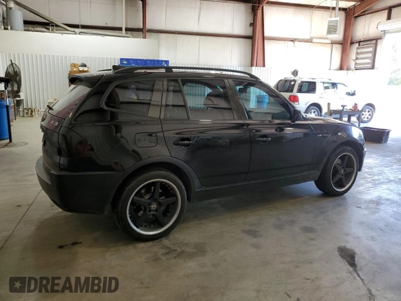 2005 BMW X3 2.5i with VIN WBXPA73495WC47255, listed as a Copart auction lot 80141924 with 156,285 mi miles and Salvage Title. Bid and sale history available at carsss.com. Image 3.