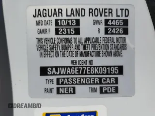 2014 Jaguar F-Type V6 with VIN SAJWA6E77E8K09195, listed as a Copart auction lot 75718204 with Not Provided miles and Non Repairable. Bid and sale history available at DreamBid. Image 13.