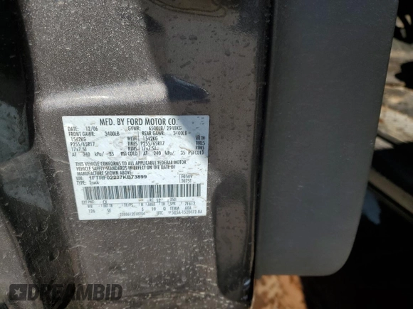 2007 Ford F-150 STX with VIN 1FTRF02237KB73899, listed as a Copart auction lot 43435895 with 324,578 mi miles and Salvage Title. Bid and sale history available at carsss.com. Image 12.