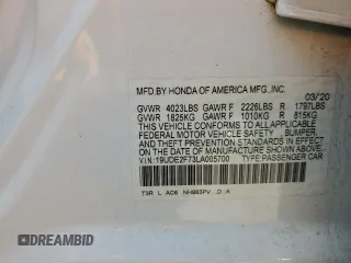 2020 Acura ILX Premium with VIN 19UDE2F73LA005700, listed as a Copart auction lot 52333645 with Not provided miles and Salvage title. Bid and sale history available at DreamBid. Image 12.