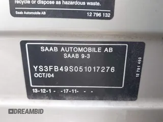 2005 Saab 9-3 z VIN YS3FB49S051017276, wystawiony jako IAAI lot #41623864 z przebiegiem 94 649 mil mil oraz . Historia ofert i sprzedaży dostępna na DreamBid. Obrazek 9.