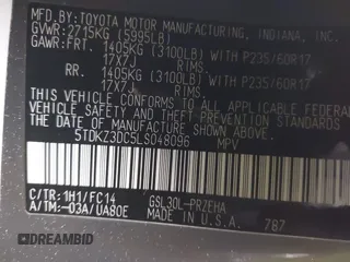 2020 Toyota Sienna LE Auto Access Seat with VIN 5TDKZ3DC5LS048096, listed as a IAAI auction lot 41821689 with 39,158 mi miles. Bid and sale history available at carsss.com. Image 9.