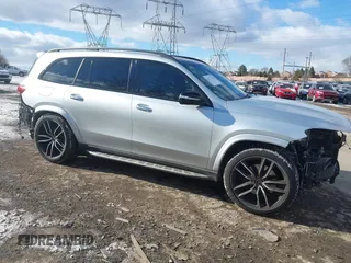 2021 Mercedes-Benz GLS 580 z VIN 4JGFF8GE9MA487171, wystawiony jako IAAI lot #41272216 z przebiegiem 58 838 mil mil oraz . Historia ofert i sprzedaży dostępna na DreamBid. Obrazek 1.