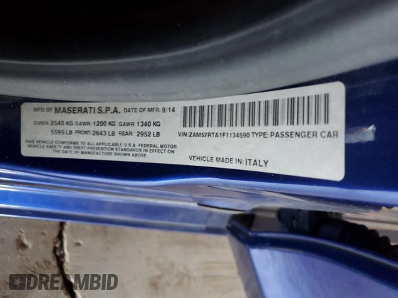 2015 Maserati Ghibli S Q4 z VIN ZAM57RTA1F1134590, wystawiony jako Copart lot #41630285 z przebiegiem 76 142 mil mil oraz Szkoda całkowita • Salvage title. Historia ofert i sprzedaży dostępna na DreamBid. Obrazek 12.