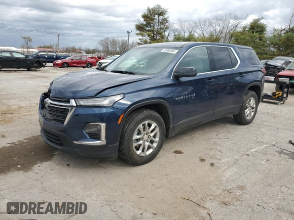 2022 Chevrolet Traverse LS with VIN 1GNEVFKW8NJ190604, listed as a Copart auction lot 78693064 with 34,252 mi miles and Salvage Title. Bid and sale history available at carsss.com. Image 1.