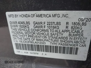 2020 Acura ILX w/Premium/A-SPEC Pkg with VIN 19UDE2F80LA012323, listed as a IAAI auction lot 41722118 with 32,325 mi miles. Bid and sale history available at carsss.com. Image 9.