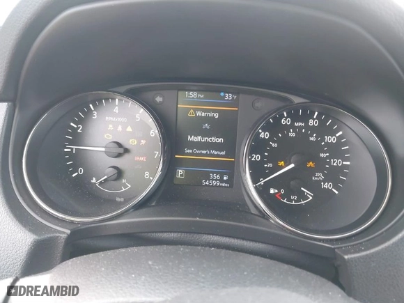 2019 Nissan Rogue SV with VIN JN8AT2MV5KW387484, listed as a IAAI auction lot 41449972 with 54599 miles. Bid and sale history available at carsss.com. Image 7.