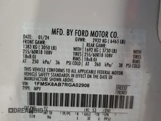 2024 Ford Police Interceptor Utility z VIN 1FM5K8AB7RGA02908, wystawiony jako Copart lot #89098655 z przebiegiem 4 565 mil mil oraz Szkoda całkowita • Salvage title. Historia ofert i sprzedaży dostępna na DreamBid. Obrazek 13.