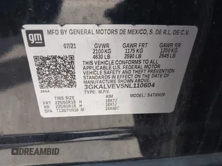 2022 GMC Terrain SLT with VIN 3GKALVEV5NL110604, listed as a IAAI auction lot 42113494 with 34,277 mi miles and . Bid and sale history available at DreamBid. Image 9.