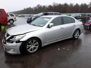 2012 Hyundai Genesis 3.8L with VIN KMHGC4DD0CU151231, listed as a Copart auction lot 80596053 with 104,595 mi miles and Salvage Title. Bid and sale history available at carsss.com. Image 1.