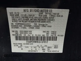 2012 Ford Taurus SEL z VIN 1FAHP2HW4CG137012, wystawiony jako IAAI lot #41131321 z przebiegiem 44 381 mil mil oraz . Historia ofert i sprzedaży dostępna na DreamBid. Obrazek 9.