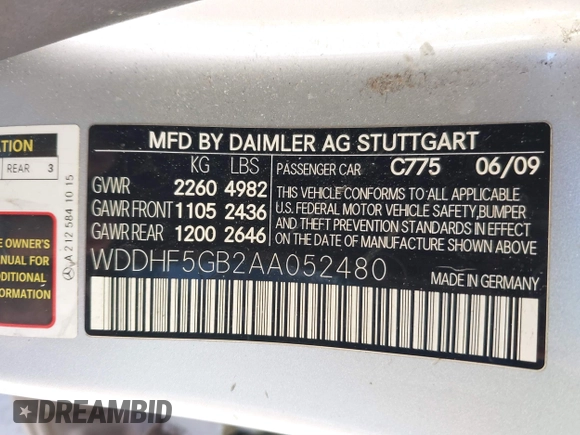 2010 Mercedes-Benz E 350 Luxury z VIN WDDHF5GB2AA052480, wystawiony jako IAAI lot #41361531 z przebiegiem 154 443 mil mil oraz . Historia ofert i sprzedaży dostępna na DreamBid. Obrazek 9.