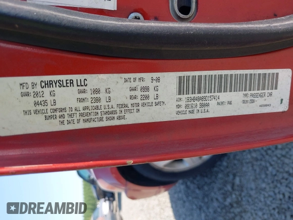 2009 Dodge Caliber SXT with VIN 1B3HB48A89D157414, listed as a IAAI auction lot 42141618 with 175,377 mi miles and . Bid and sale history available at DreamBid. Image 9.