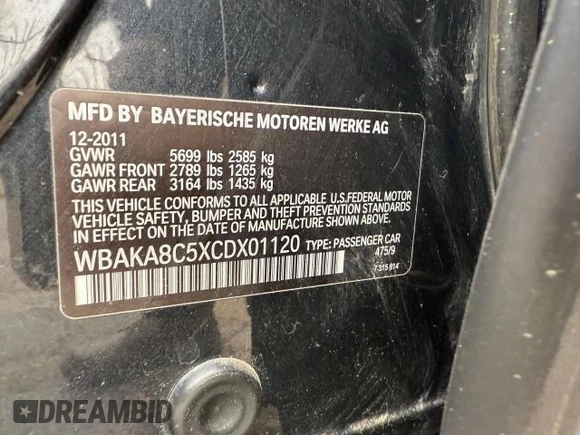 2012 BMW 7 Series 750i с VIN WBAKA8C5XCDX01120, выставлен на аукционе Copart как лот 47065425 с пробегом 71 313 миль миль и Списание • Salvage title. История ставок и продаж доступна на DreamBid. Изображение 10.