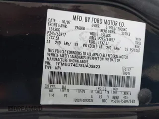 2008 Ford Explorer Eddie Bauer with VIN 1FMEU74E78UA35823, listed as a IAAI auction lot 42010956 with 276,603 mi miles. Bid and sale history available at carsss.com. Image 9.