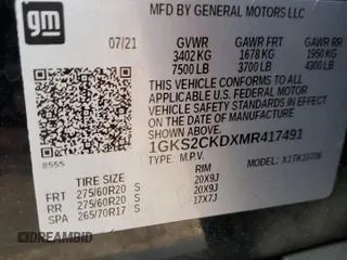 2021 GMC Yukon AT4 with VIN 1GKS2CKDXMR417491, listed as a Copart auction lot 79265374 with 74,073 mi miles and Salvage Title. Bid and sale history available at carsss.com. Image 13.