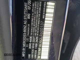 2020 Mercedes-Benz C with VIN W1KWF8DB0LR600137, listed as a Copart auction lot 68458384 with Not Provided miles and Salvage Title. Bid and sale history available at carsss.com. Image 13.