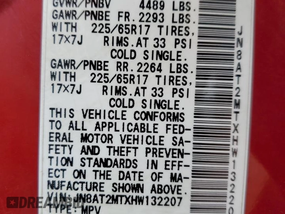 2017 Nissan Rogue SL with VIN JN8AT2MTXHW132207, listed as a Copart auction lot 50832615 with 197,321 mi miles and Clean Title. Bid and sale history available at DreamBid. Image 13.
