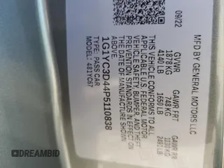 2023 Chevrolet Corvette 3LT z VIN 1G1YC3D44P5110838, wystawiony jako Copart lot #65185045 z przebiegiem 21 220 mil mil oraz Nie do naprawy • Non repairable. Historia ofert i sprzedaży dostępna na DreamBid. Obrazek 12.