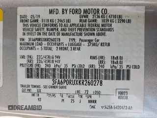 2019 Ford Fusion Titanium with VIN 3FA6P0RUXKR260278, listed as a Copart auction lot 59230895 with 85,520 mi miles and Salvage title. Bid and sale history available at DreamBid. Image 12.