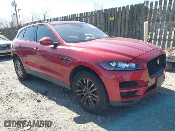 2017 Jaguar F-PACE 20d Prestige with VIN SADCK2BN3HA490469, listed as a IAAI auction lot 41823455 with 60,143 mi miles. Bid and sale history available at carsss.com. Image 1.