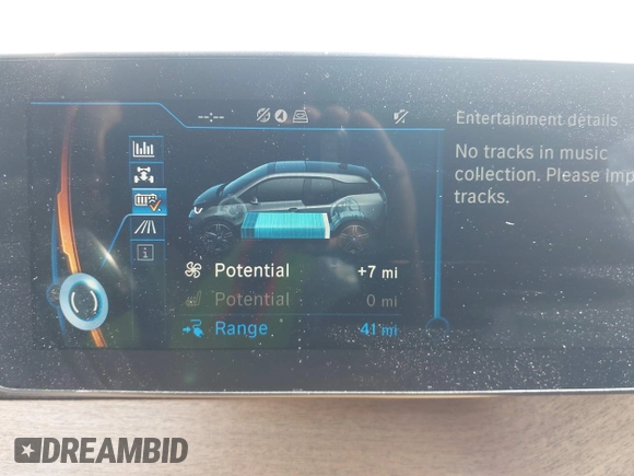 2014 BMW i3 with VIN WBY1Z4C54EV273699, listed as a IAAI auction lot 41549973 with 109,947 mi miles and . Bid and sale history available at DreamBid. Image 14.