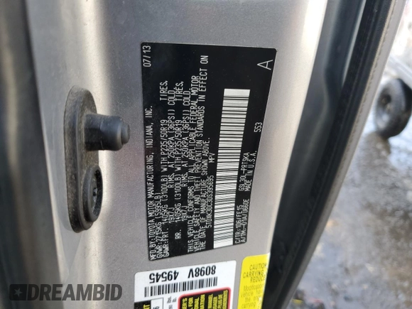 2013 Toyota Sienna SE with VIN 5TDXK3DC3DS395695, listed as a Copart auction lot 43667345 with 188,455 mi miles and Clean title. Bid and sale history available at DreamBid. Image 13.