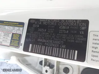 2014 Kia Optima Hybrid EX with VIN KNAGN4AD9E5068071, listed as a IAAI auction lot 41777990 with 144,795 mi miles. Bid and sale history available at carsss.com. Image 9.