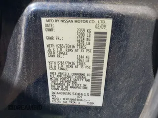 2009 Nissan Xterra S with VIN 5N1AN08U59C508615, listed as a IAAI auction lot 42531853 with 133,506 mi miles and . Bid and sale history available at DreamBid. Image 9.
