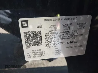 2019 GMC Yukon XL SLT with VIN 1GKS1GKC7KR366062, listed as a IAAI auction lot 41485559 with 86,290 mi miles. Bid and sale history available at carsss.com. Image 9.
