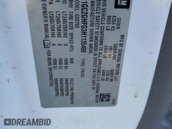 2017 Chevrolet Express Cargo Van with VIN 1GCZGHFG3H1135498, listed as a Copart auction lot 83782144 with 0 mi miles and Salvage Title. Bid and sale history available at carsss.com. Image 14.