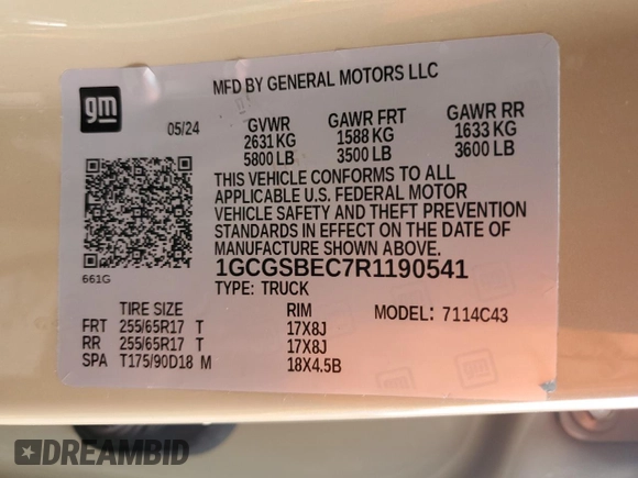 2024 Chevrolet Colorado 2WD Work Truck with VIN 1GCGSBEC7R1190541, listed as a Copart auction lot 47642775 with 14,515 mi miles and Clean title. Bid and sale history available at DreamBid. Image 14.