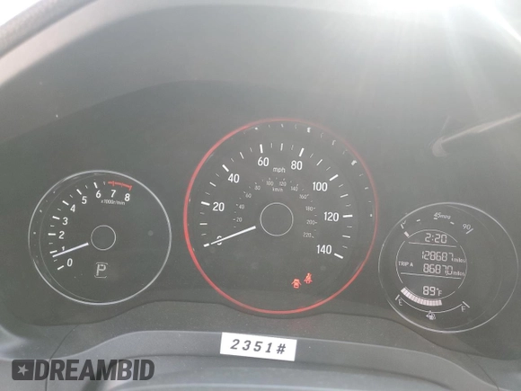2016 Honda HR-V EX with VIN 3CZRU5H59GM741516, listed as a Copart auction lot 53726895 with 128,687 mi miles and Salvage Title. Bid and sale history available at DreamBid. Image 9.