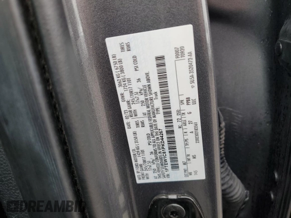 2023 Ford F-150 XL with VIN 1FTEW1C81PKD44267, listed as a Copart auction lot 50886765 with 47,142 mi miles and Clean title. Bid and sale history available at DreamBid. Image 12.