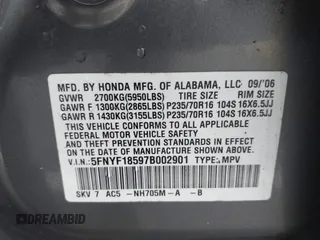 2007 Honda Pilot EX-L z VIN 5FNYF18597B002901, wystawiony jako IAAI lot #42528871 z przebiegiem 187 030 mil mil oraz . Historia ofert i sprzedaży dostępna na DreamBid. Obrazek 9.