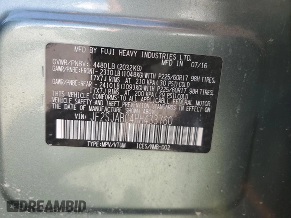 2017 Subaru Forester with VIN JF2SJABC4HH433760, listed as a Copart auction lot 53690245 with 67,623 mi miles and Salvage Title. Bid and sale history available at carsss.com. Image 13.