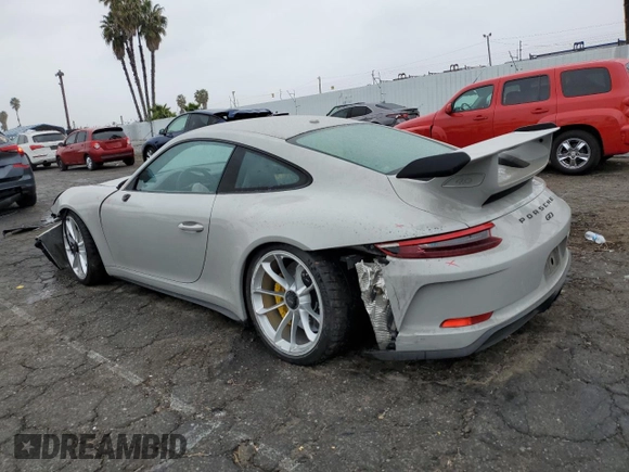 2018 Porsche 911 GT3 with VIN WP0AC2A91JS175089, listed as a Copart auction lot 81383754 with 15,702 mi miles and Salvage Title. Bid and sale history available at DreamBid. Image 2.