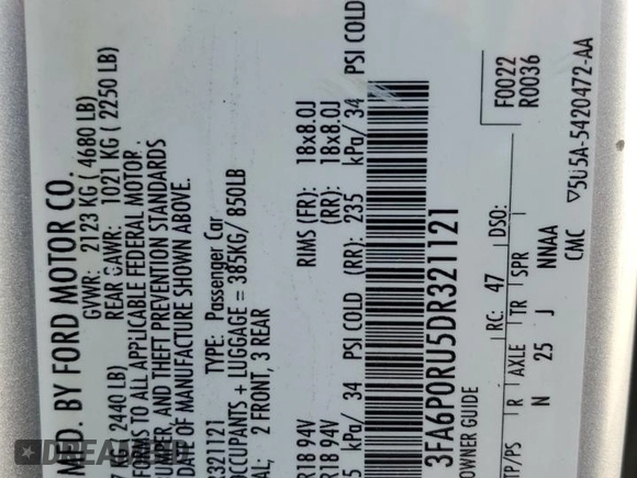 2013 Ford Fusion Titanium Hybrid with VIN 3FA6P0RU5DR321121, listed as a Copart auction lot 77019974 with 160,361 mi miles and Salvage Title. Bid and sale history available at DreamBid. Image 12.