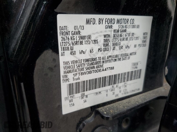 2013 Ford F-350 Platinum z VIN 1FT8W3BT0DEA47788, wystawiony jako Copart lot #51845185 z przebiegiem 339 547 mil mil oraz Czysty tytuł • Clean title. Historia ofert i sprzedaży dostępna na DreamBid. Obrazek 12.