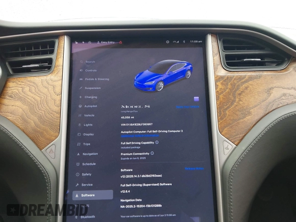 2020 Tesla Model S Long Range with VIN 5YJSA1E29LF363957, listed as a IAAI auction lot 42402667 with 45,058 mi miles and . Bid and sale history available at DreamBid. Image 7.