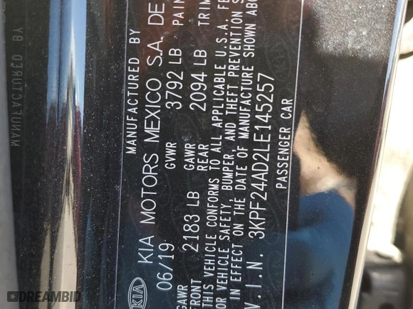 2020 Kia Forte LXS with VIN 3KPF24AD2LE145257, listed as a Copart auction lot 49497365 with 353,404 mi miles and Salvage Title. Bid and sale history available at carsss.com. Image 12.