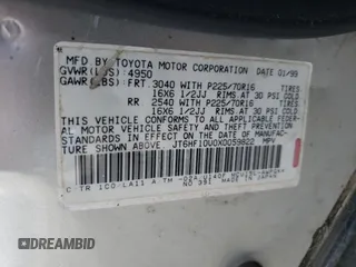 1999 Lexus RX 300 z VIN JT6HF10U0X0059822, wystawiony jako Copart lot #56130615 z przebiegiem 285 100 mil mil oraz Szkoda całkowita • Salvage title. Historia ofert i sprzedaży dostępna na DreamBid. Obrazek 13.