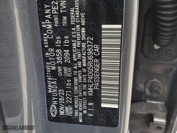 2024 Hyundai Elantra Limited with VIN KMHLP4DG5RU698372, listed as a Copart auction lot 50301235 with 13,079 mi miles and Salvage Title. Bid and sale history available at carsss.com. Image 12.