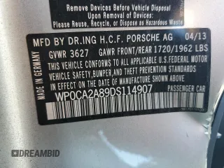 2013 Porsche Boxster z VIN WP0CA2A89DS114907, wystawiony jako Copart lot #66466594 z przebiegiem 88 561 mil mil oraz Szkoda całkowita • Salvage title. Historia ofert i sprzedaży dostępna na DreamBid. Obrazek 12.
