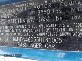 2005 Hyundai Elantra GLS z VIN KMHDN46D55U131005, wystawiony jako IAAI lot #42230938 z przebiegiem 236 960 mil mil oraz . Historia ofert i sprzedaży dostępna na DreamBid. Obrazek 9.