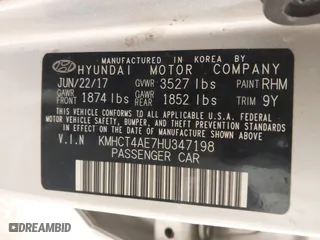 2017 Hyundai Accent SE with VIN KMHCT4AE7HU347198, listed as a IAAI auction lot 41617464 with 61,403 mi miles. Bid and sale history available at carsss.com. Image 9.